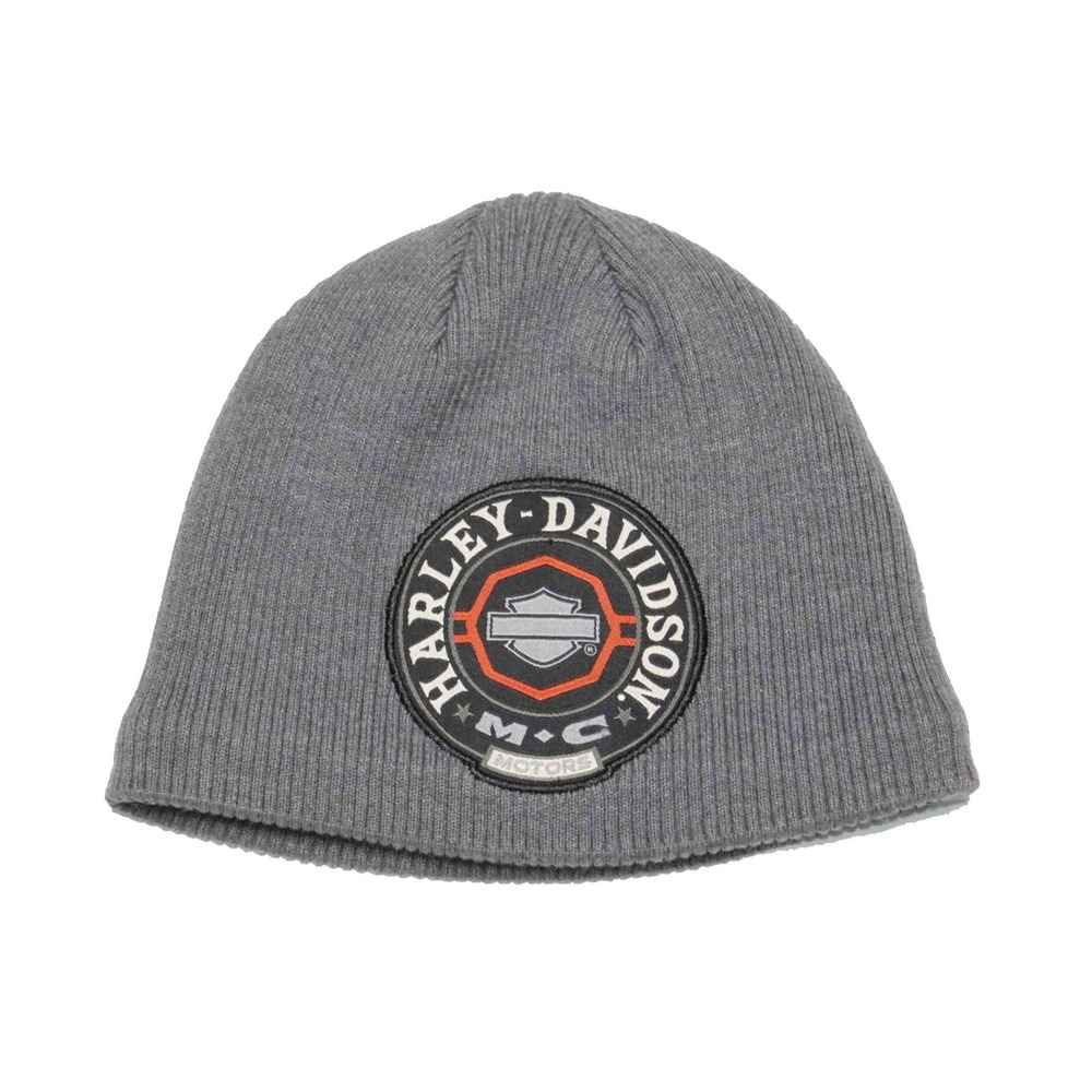 Harley-Davidson Toddler Beanie Hat Gray Orange Knit 2-4T  Embroidered